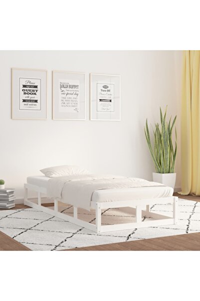 Concept Σκελετός κρεβατιού, λευκό, 100x200 εκ., μασίφ ξύλο