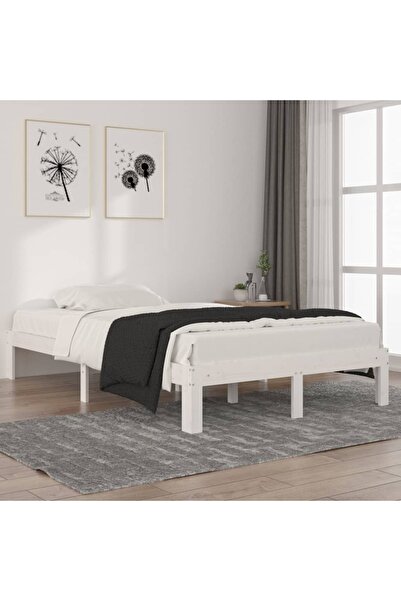 Concept Cadru de pat, alb, 120x200 cm, lemn masiv de pin