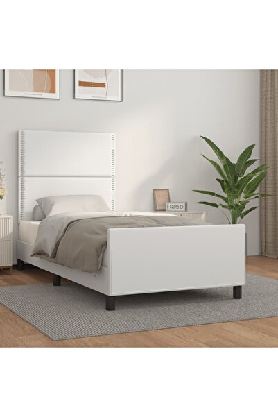 Concept Σκελετός κρεβατιού με κεφαλάρι, λευκό, 100x200 cm, οικολογικό Δερμάτινο