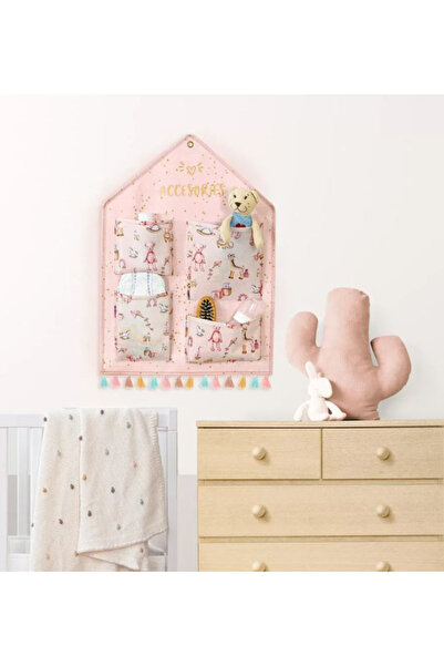 OEM Baby Wall Organizer, 4 Pockets, 56 x42 cm, Pink