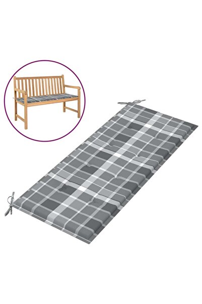 Concept Μαξιλάρι παγκάκι κήπου, γκρι καρό σχέδιο, 120x50x3 εκ., ύφασμα