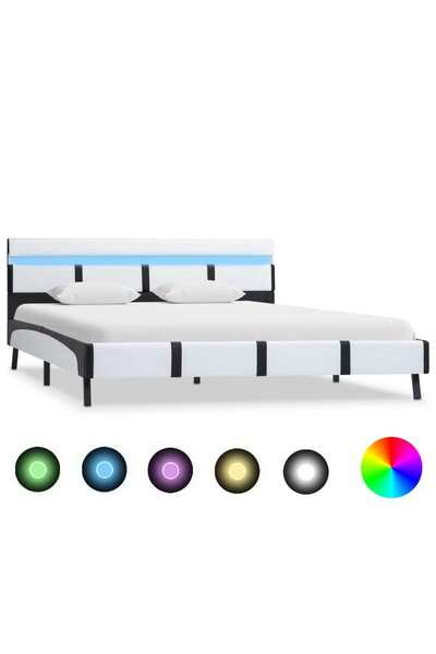 Concept Σκελετός κρεβατιού LED, λευκό, 140 x 200 cm, οικολογικό Δερμάτινο