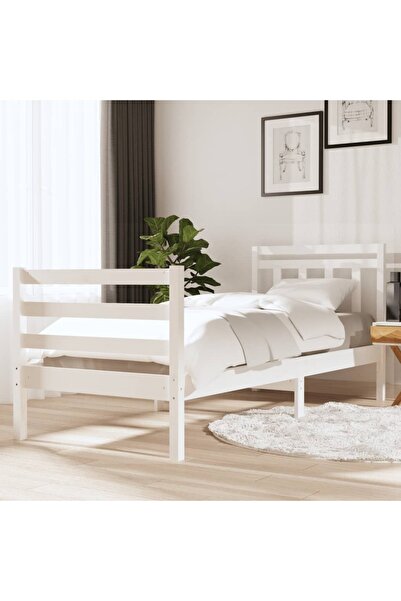 Concept Σκελετός κρεβατιού, λευκό, 90x200 cm, μασίφ ξύλο