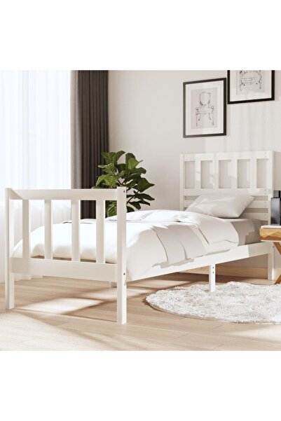 Concept Μικρό Μονό κρεβάτι 2FT6, λευκό, 75x190 εκ., μασίφ ξύλο