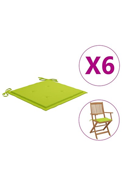 Concept Perne scaun grădină, 6 buc., verde aprins, 40x40x3 cm, textil