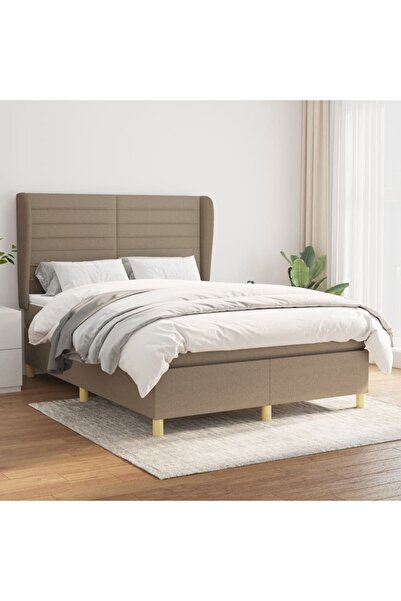 Concept Pat continental cu saltea gri taupe 140x200 cm material textil