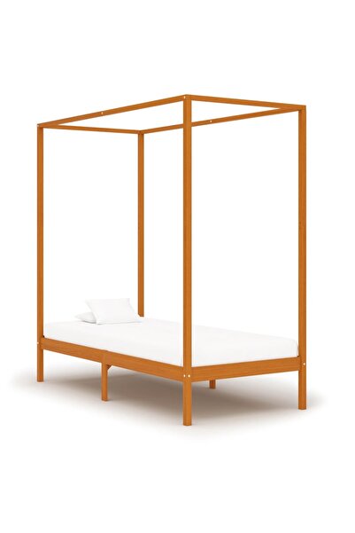 Concept Cadru pat cu baldachin, maro miere, 100x200cm, lemn masiv pin