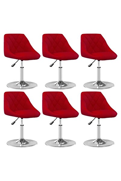 Concept Περιστρεφόμενες καρέκλες τραπεζαρίας, 6 τεμ., κόκκινο κρασί, Βελούδο
