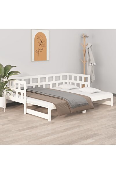 Concept Επεκτεινόμενο ανάκλιντρο, λευκό, 2x(90x190) εκ., μασίφ ξύλο πεύκου