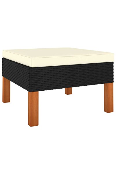 Concept Taburet pentru picioare, poliratan și lemn masiv de eucalipt