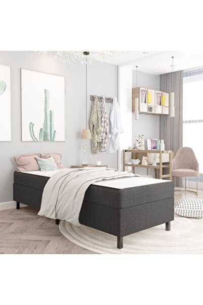 Concept Cadru pat continental, gri, 100x200 cm, material textil