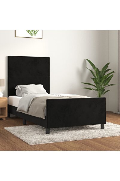 Concept Cadru de pat cu tăblie, negru, 80x200 cm, catifea