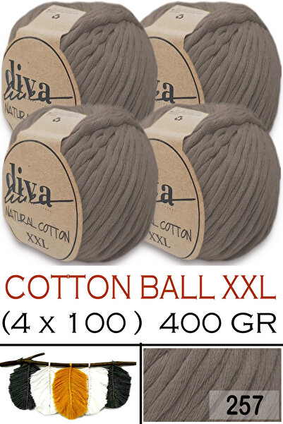 Diva İplik Prirodni pamuk XXL - 4 mm češljiv Makrame niti - 257 mink (paket o...