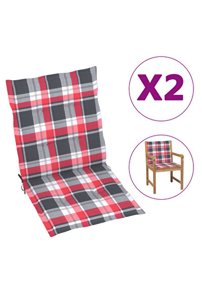 Concept Μαξιλάρια καρέκλας κήπου, 2 τεμ., κόκκινο καρό σχέδιο, 100x50x3 εκ.