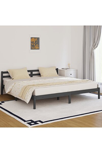 Concept Κρεβάτι ημέρας, γκρι, 200x200 εκ., μασίφ ξύλο πεύκου