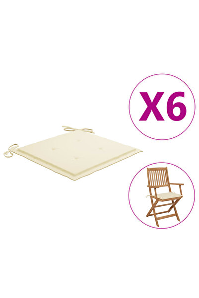 Concept Perne scaun de grădină, 6 buc., crem, 40x40x3 cm, textil