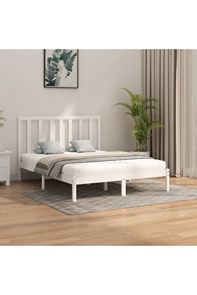 Concept Σκελετός κρεβατιού, λευκό, 160x200 cm, μασίφ ξύλο