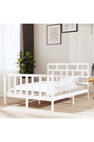 Concept Σκελετός Διπλό κρεβατιού 4FT6, λευκό, 135x190 cm, μασίφ ξύλο πεύκου