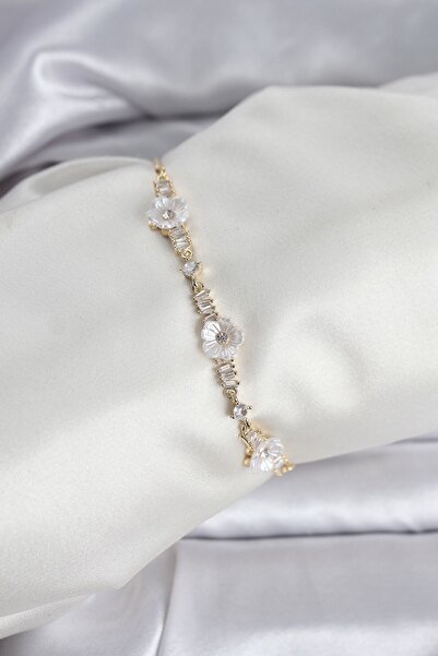 Inure Jewelry Baguette Zircon Stone Flower Model Gold Color Women's Bracelet ...