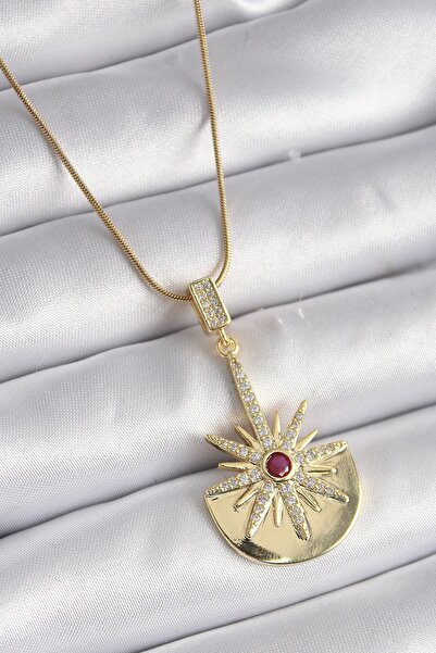 Inure Jewelry قلادة نسائية من الفولاذ 316L بلون ذهبي مع حجر الزركون على شكل نجمة