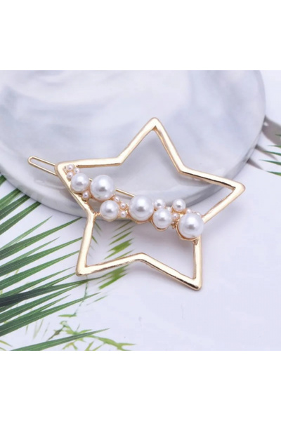 Eva Grace Calista Hair Clip, Gold, with Pearls, Star Shaped