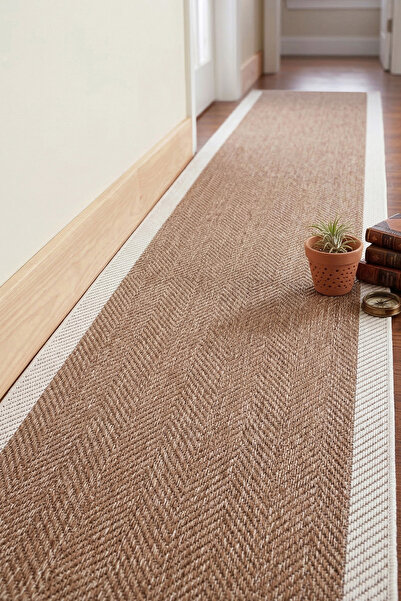MELARİS HALI Yeni Nesil Çerçeveli Sisal Yolluk Yumuşak Dokuma Kilim Kaymaz Pa...