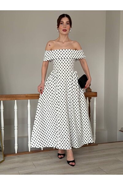 YK FASHION Puantiyeli Prenses Model Elbise