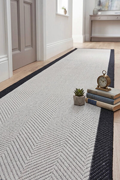 MELARİS HALI Yeni Nesil Çerçeveli Sisal Yolluk Yumuşak Dokuma Kilim Kaymaz Pa...