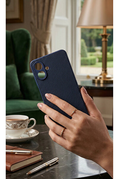 TechTrove Carbon Fiber D Textured Matte Dark Blue Premium Silicone Case Compa...