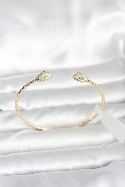 Inure Jewelry سوار نموذج الثعبان من النحاس بلون ذهبي