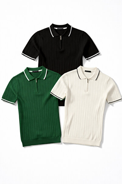 Gameyal Ανδρικό Σετ Μπλουζάκια Πόλο με Γιακά από Πλεκτό Ύφασμα 3 τεμαχίων – Λ...
