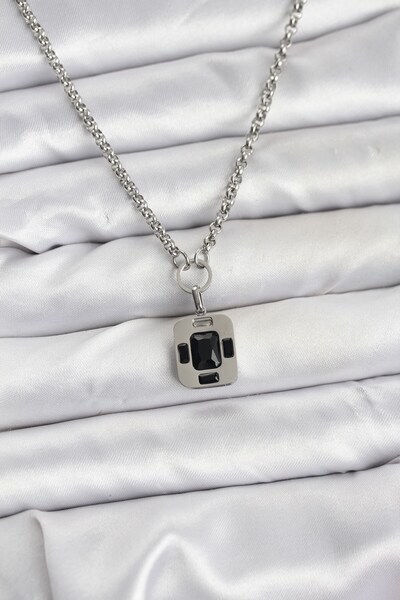 Inure Jewelry قلادة نسائية من الفولاذ 316L بلون فضي وتصميم عتيق