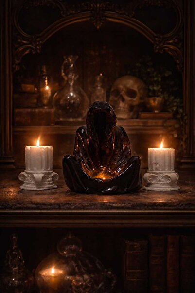 Dekoratif Obje Seti – Gölgenin Prensi Biblo, 2 Sütun Mumluk-3 Tealight Mum | Gotik ve Şık Ev Dekoru