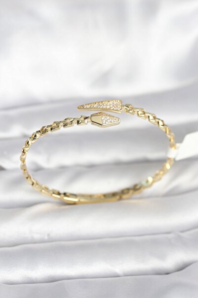 Inure Jewelry Snake Model Brass Gold Color Women's Handcuff Bracelet