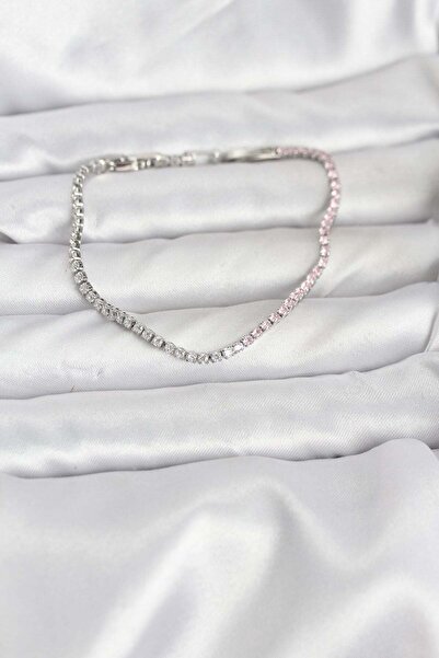 Inure Jewelry Pink and White Zircon Stone Silver Color Waterway Women's Bracelet
