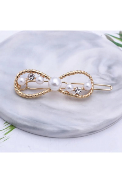 Eva Grace Raylee Hair Clip, Gold, with Pearls and Infinity Symbol