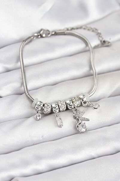 Inure Jewelry Brass Silver Color Tinkerbell Charm Women's Bracelet