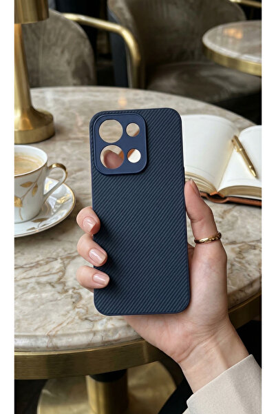 TechTrove Carbon Fiber D Textured Matte Dark Blue Premium Silicone Case Compa...