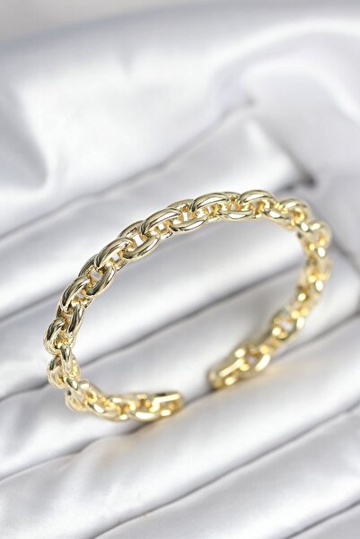 Inure Jewelry سوار نسائي من النحاس الأصفر بتصميم سلسلة ذهبية اللون