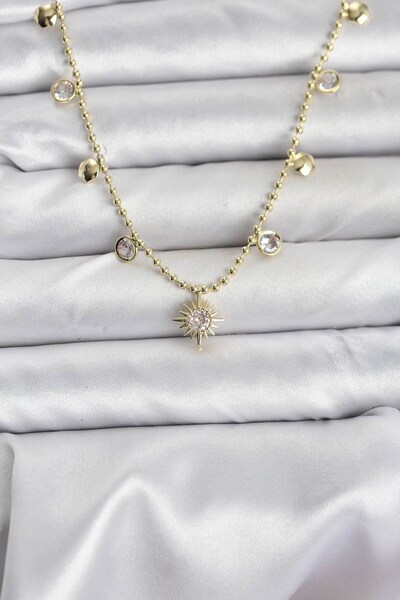 Inure Jewelry قلادة نسائية من حجر الزركون على شكل نجمة القطب موديل نحاسي بلون...