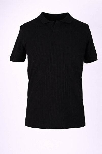 trender Osnovni Crni muški polo ovratnik T-shirt 4024