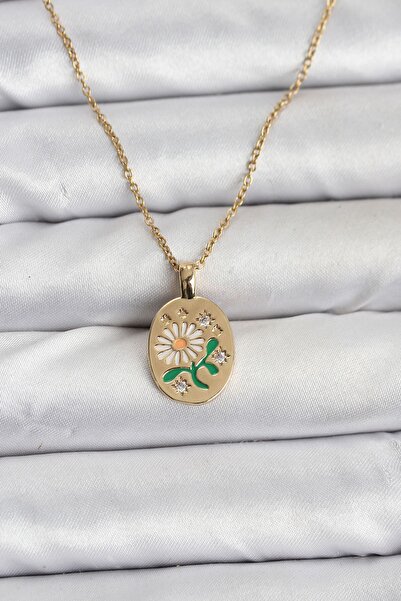 Inure Jewelry قلادة نسائية من الفولاذ 316L مع تصميم زهرة الأقحوان