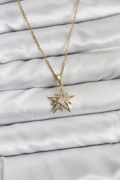 Inure Jewelry سلسلة فولاذية 316L ذهبية اللون على شكل نجمة مرصعة بحجر الزركون ...