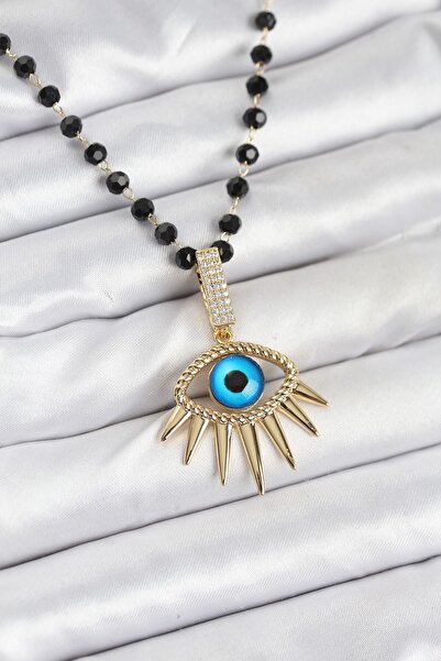 Inure Jewelry قلادة نسائية من الفولاذ 316L مع خرز كريستالي على شكل عين