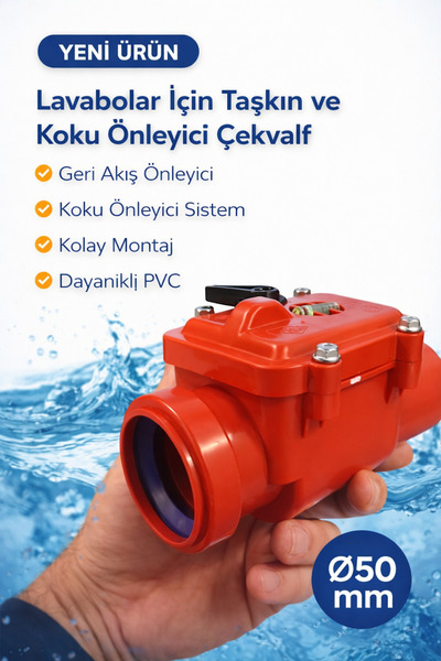 DESIPHON Lavabo Gideri İçin Ø50 mm Pis Su Çekvalfi Koku ve Taşkın Önleyici PV...