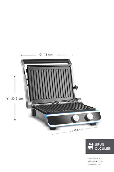 Emsan Emsan Nova Grill 6 Dilim Kapasiteli Inox Gövdeli Zaman Ayarlı Izgara ve Tost Makinesi 2000W