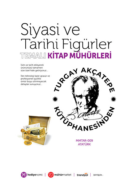 HEDİYENOMİ MühürMarket > Siyasi ve Tarihi Atatürk Kitap Mührü - Exlibris - Ki...