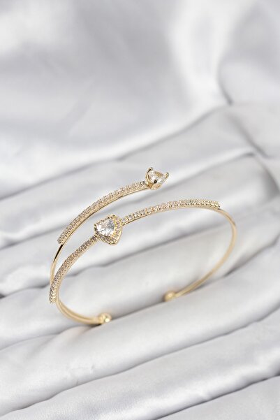 Inure Jewelry Heart Model Brass Gold Color Women's Bracelet