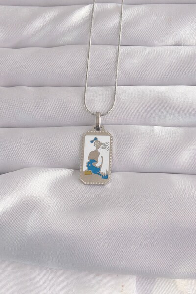 Inure Jewelry 316L الصلب الفضة اللون الأبيض بالمينا فتاة الشكل التارو قلادة