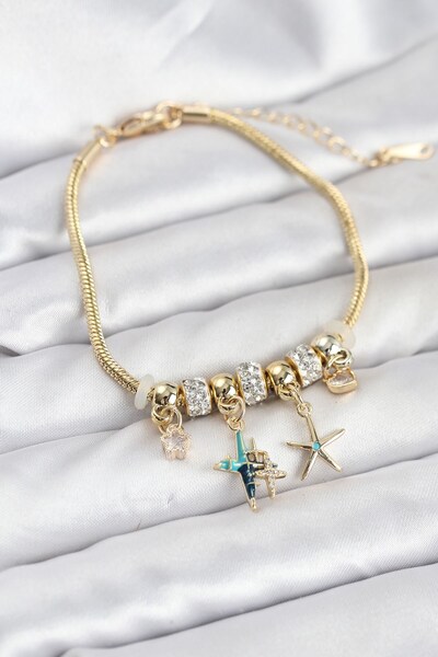 Inure Jewelry سوار نسائي من النحاس بلون ذهبي على شكل نجمة